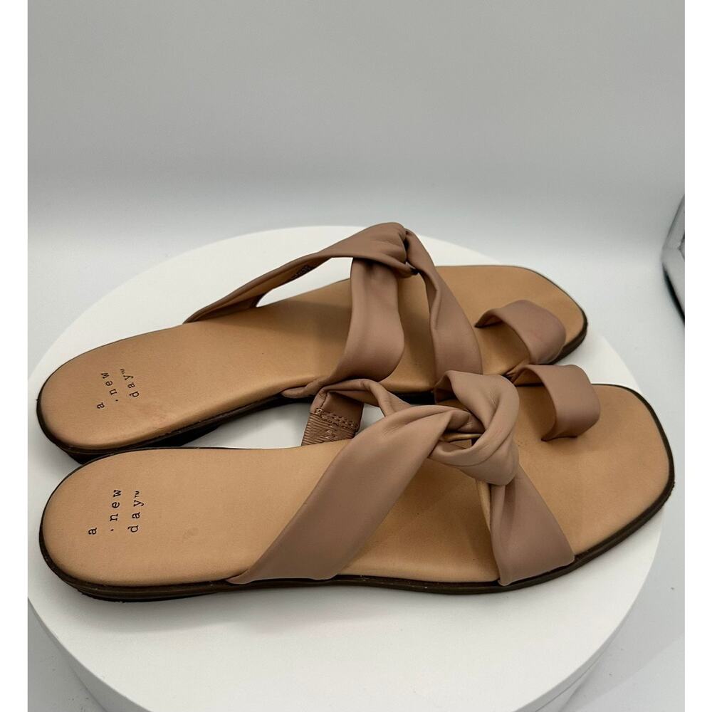 A New Day Knot Slide Sandals Womens 8.5 Blush Pink "Slip On" Flat